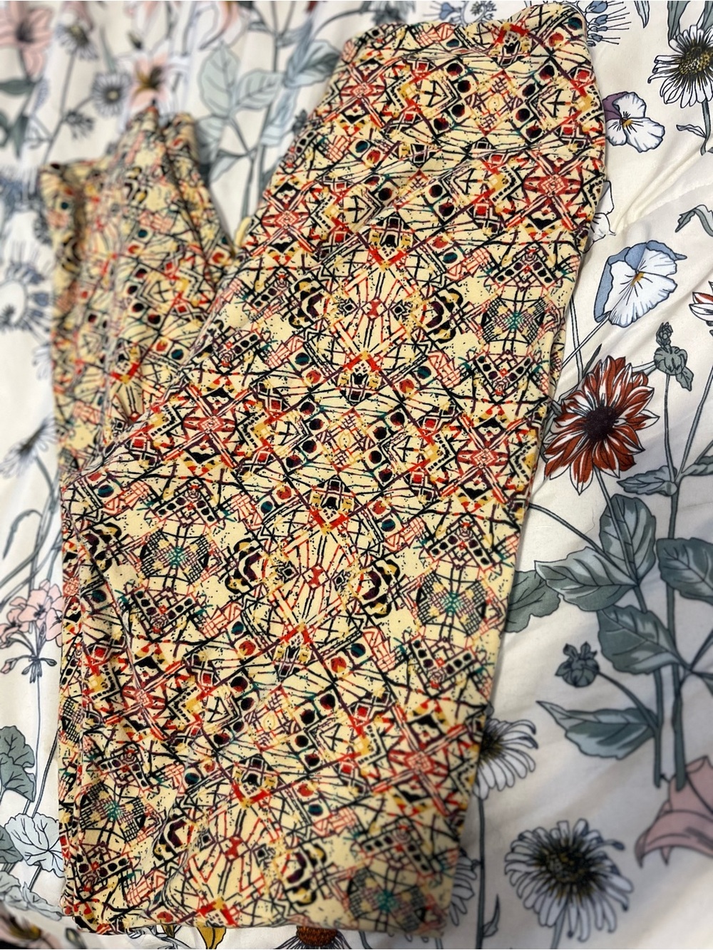 LuLaRoe Geometric Print Leggings - Yellow, Red, Black
